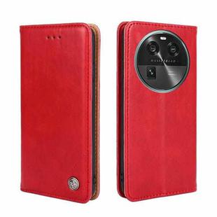 For OPPO Find X6 5G Non-Magnetic Retro Texture Leather Phone Case(Red)