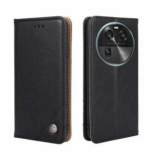 For OPPO Find X6 5G Non-Magnetic Retro Texture Leather Phone Case(Black)