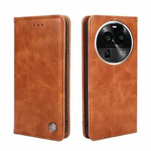 For OPPO Find X6 Pro 5G Non-Magnetic Retro Texture Leather Phone Case(Brown)