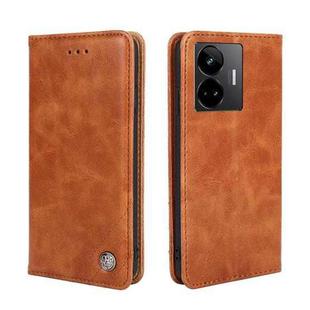 For Realme GT Neo5 Non-Magnetic Retro Texture Leather Phone Case(Brown)