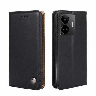 For Realme GT Neo5 Non-Magnetic Retro Texture Leather Phone Case(Black)