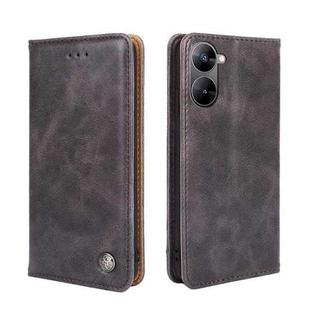 For Realme V30 5G / V30T Non-Magnetic Retro Texture Leather Phone Case(Grey)