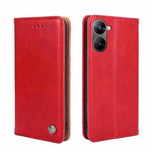 For Realme V30 5G / V30T Non-Magnetic Retro Texture Leather Phone Case(Red)