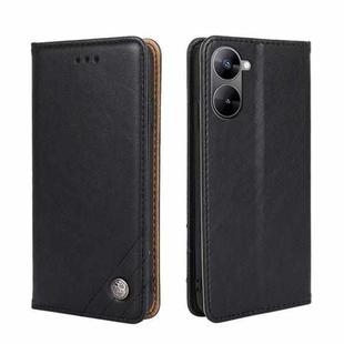 For Realme V30 5G / V30T Non-Magnetic Retro Texture Leather Phone Case(Black)