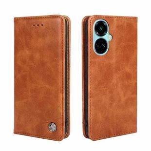 For Tecno Camon 19 / 19 Pro Non-Magnetic Retro Texture Leather Phone Case(Brown)