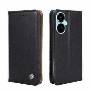 For Tecno Camon 19 / 19 Pro Non-Magnetic Retro Texture Leather Phone Case(Black)