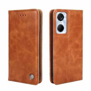 For Tecno Pop 6 Pro Non-Magnetic Retro Texture Leather Phone Case(Brown)
