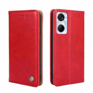 For Tecno Pop 6 Pro Non-Magnetic Retro Texture Leather Phone Case(Red)