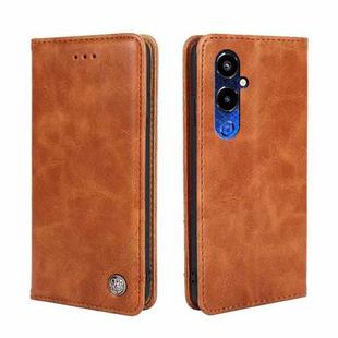 For Tecno Pova 4 Pro Non-Magnetic Retro Texture Leather Phone Case(Brown)