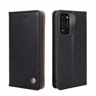 For Tecno Spark 8C Non-Magnetic Retro Texture Leather Phone Case(Black)