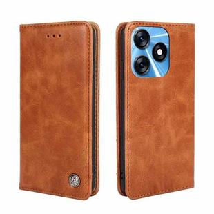 For Tecno Spark 10 4G Non-Magnetic Retro Texture Leather Phone Case(Brown)