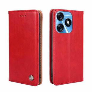 For Tecno Spark 10 4G Non-Magnetic Retro Texture Leather Phone Case(Red)