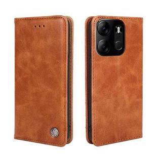 For Tecno Spark Go 2023 Non-Magnetic Retro Texture Leather Phone Case(Brown)