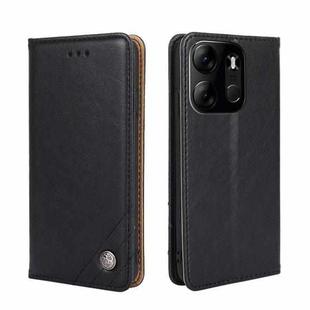 For Tecno Spark Go 2023 Non-Magnetic Retro Texture Leather Phone Case(Black)