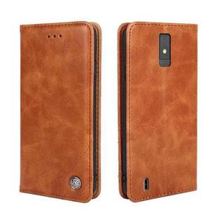 For ZTE Blade A32 Non-Magnetic Retro Texture Leather Phone Case(Brown)