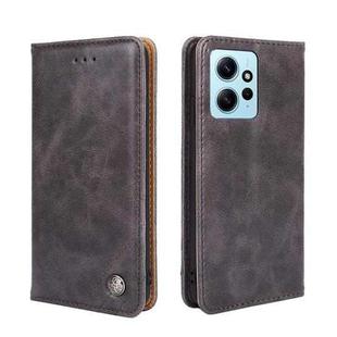 For Xiaomi Redmi Note 12 4G Global Non-Magnetic Retro Texture Leather Phone Case(Grey)