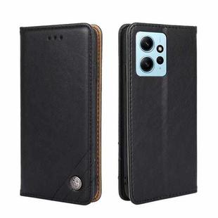 For Xiaomi Redmi Note 12 4G Global Non-Magnetic Retro Texture Leather Phone Case(Black)