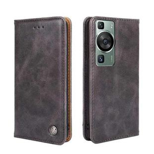 For Huawei P60 / P60 Pro Non-Magnetic Retro Texture Leather Phone Case(Grey)