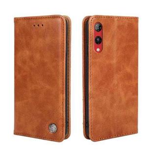 For Rakuten Hand 4G Non-Magnetic Retro Texture Leather Phone Case(Brown)