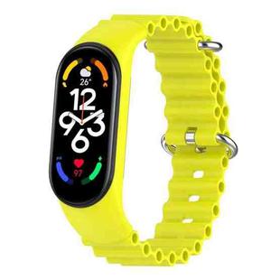 For Xiaomi Mi Band 7 / 6 / 5 / 4 / 3 Solid Color Marine Silicone Breathable Watch Band(Bright Yellow)