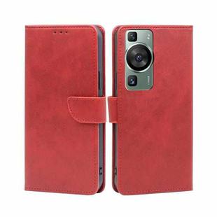 For Huawei P60 / P60 Pro Calf Texture Buckle Flip Leather Phone Case(Red)