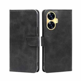 For Realme C55 4G Calf Texture Buckle Flip Leather Phone Case(Black)