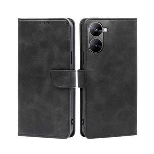 For Realme V30 5G / V30t Calf Texture Buckle Flip Leather Phone Case(Black)