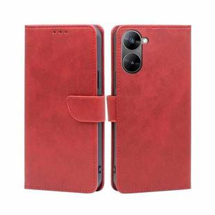 For Realme V30 5G / V30t Calf Texture Buckle Flip Leather Phone Case(Red)
