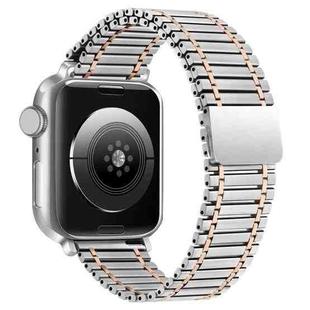 Chain Magnetic Stainless Steel Watch Band For Apple Watch Series 8&7 41mm / SE 2&6&SE&5&4 40mm / 3&2&1 38mm(Silver+Rose Gold)