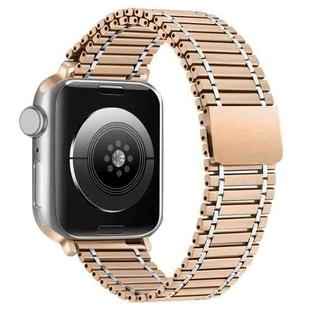 Chain Magnetic Stainless Steel Watch Band For Apple Watch Series 8&7 41mm / SE 2&6&SE&5&4 40mm / 3&2&1 38mm(Rose Gold+Silver)