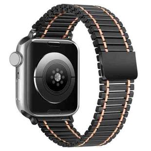 Chain Magnetic Stainless Steel Watch Band For Apple Watch Ultra 49mm / Series 8&7 45mm / SE 2&6&SE&5&4 44mm / 3&2&1 42mm(Black+Rose Gold)