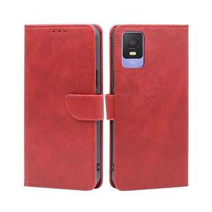 For TCL 403 Calf Texture Buckle Flip Leather Phone Case(Red)