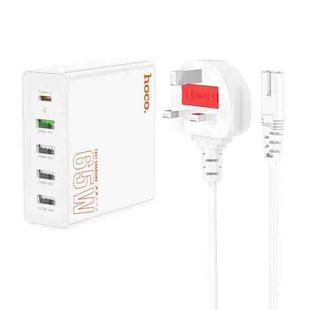 hoco C114B Vision PD 65W USB-C / Type-C + 4 USB Five Ports Fast Charger, Plug Type:UK Plug(White)