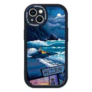 For iPhone 14 Oil Painting Pattern TPU Protective Phone Case(Beach)