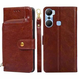 For Infinix Hot 12 Pro Zipper Bag Leather Phone Case(Brown)