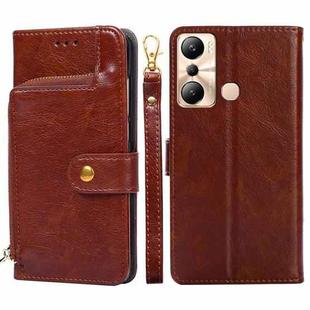 For Infinix Hot 20i Zipper Bag Leather Phone Case(Brown)