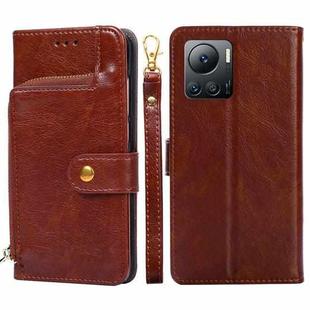 For Infinix Note 12 VIP Zipper Bag Leather Phone Case(Brown)