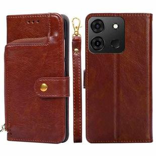For Infinix Smart 7 Zipper Bag Leather Phone Case(Brown)