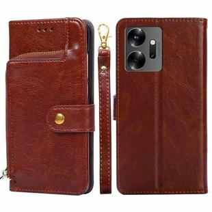 For Infinix Zero 20 Zipper Bag Leather Phone Case(Brown)