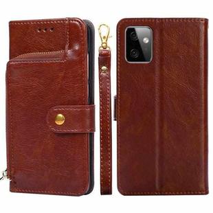 For Motorola Moto G Power 2023 Zipper Bag Leather Phone Case(Brown)