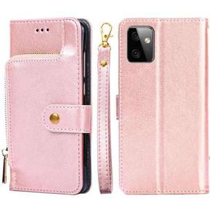 For Motorola Moto G Power 2023 Zipper Bag Leather Phone Case(Rose Gold)