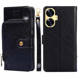 For Realme C55 4G Zipper Bag Leather Phone Case(Black)