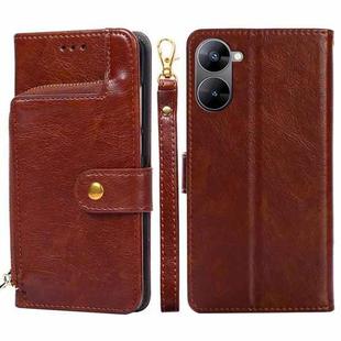 For Realme V30 5G / V30T Zipper Bag Leather Phone Case(Brown)