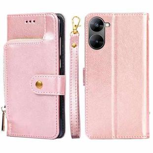 For Realme V30 5G / V30T Zipper Bag Leather Phone Case(Rose Gold)