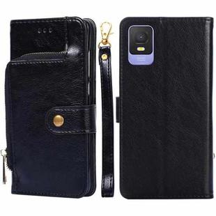 For TCL 403 Zipper Bag Leather Phone Case(Black)