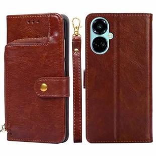 For Tecno Camon 19 / 19 Pro Zipper Bag Leather Phone Case(Brown)