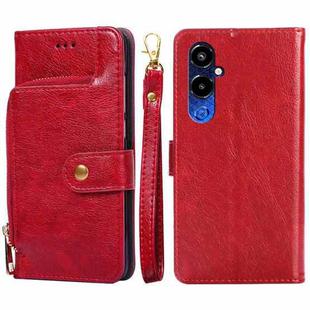 For Tecno Pova 4 Pro Zipper Bag Leather Phone Case(Red)