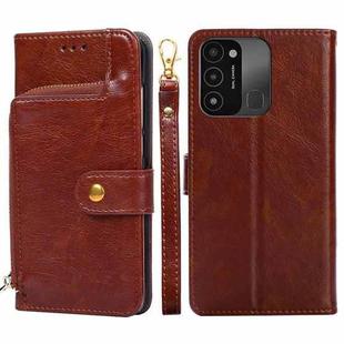 For Tecno Spark 8C Zipper Bag Leather Phone Case(Brown)