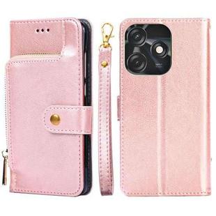 For Tecno Spark 10C Zipper Bag Leather Phone Case(Rose Gold)