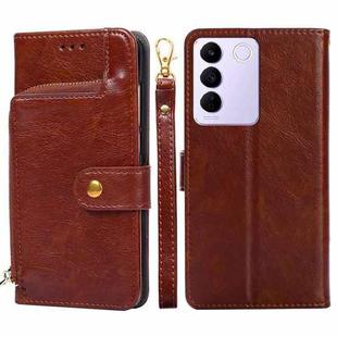 For vivo S16e Zipper Bag Leather Phone Case(Brown)